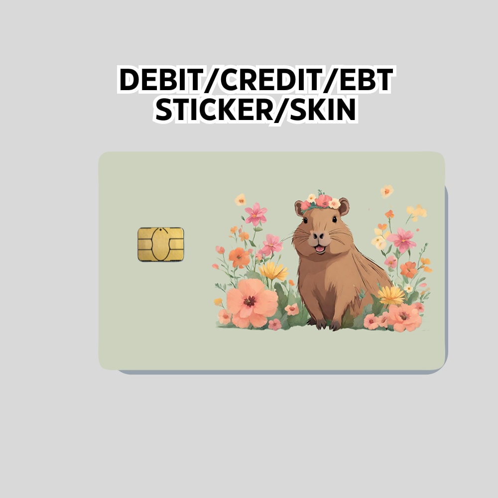 Capybara Credit Card Sticker, Card Wrap Sticker, cat sticker, Debit card skin, debit card sticker, Capybara gift, capybara sticker