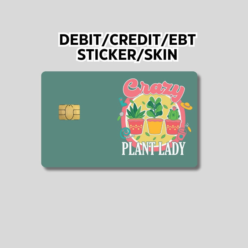 Gardening Credit card sticker, Funny Credit Card Skin, Card Wrap Sticker, Mom Gift, Debit card skin, debit card sticker,  plant lady sticker