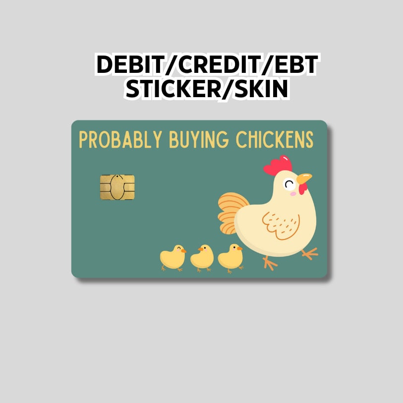 Chicken Credit card sticker, Funny Credit Card Skin, Card Wrap Sticker, Mom Gift, Debit card skin, debit card sticker,  chicken lady sticker