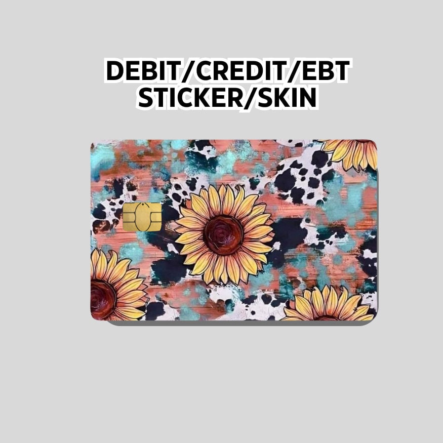 Western Sunflower sticker, pretty Credit Card Skin, Card Wrap Sticker, southern, Debit card skin, debit card sticker, western gift, mom gift