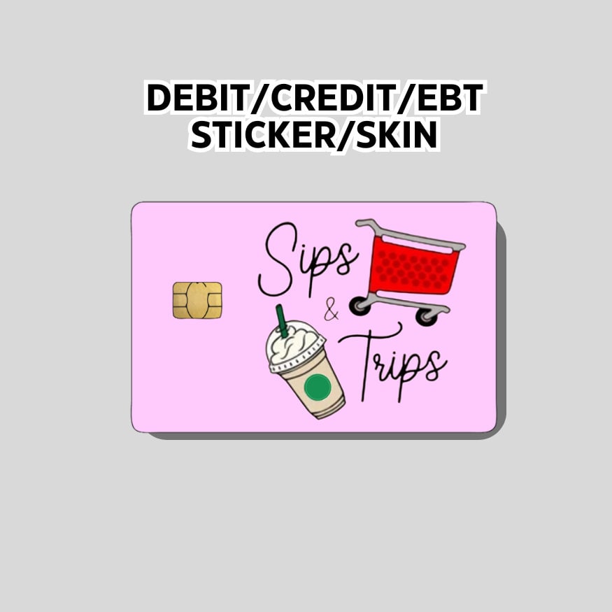 Shopping sticker, Cute Funny Credit Card Skin, Card Wrap Sticker, Coffee Debit card skin, debit card sticker, Shopaholic gift, mom gift
