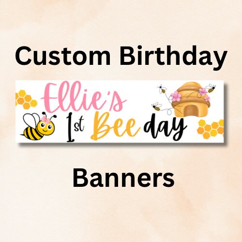 Birthday Banner, First Birthday Custom Banner, Vinyl banner, Paper banner, indoor outdoor, birthday party, Next Day Shipping, firstbirthday